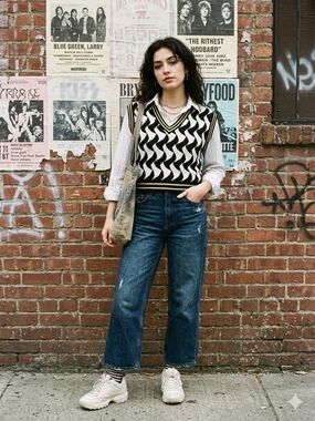 Circus NY by Sam Edelman Medium Geometric Wave Knit Sweater Vest